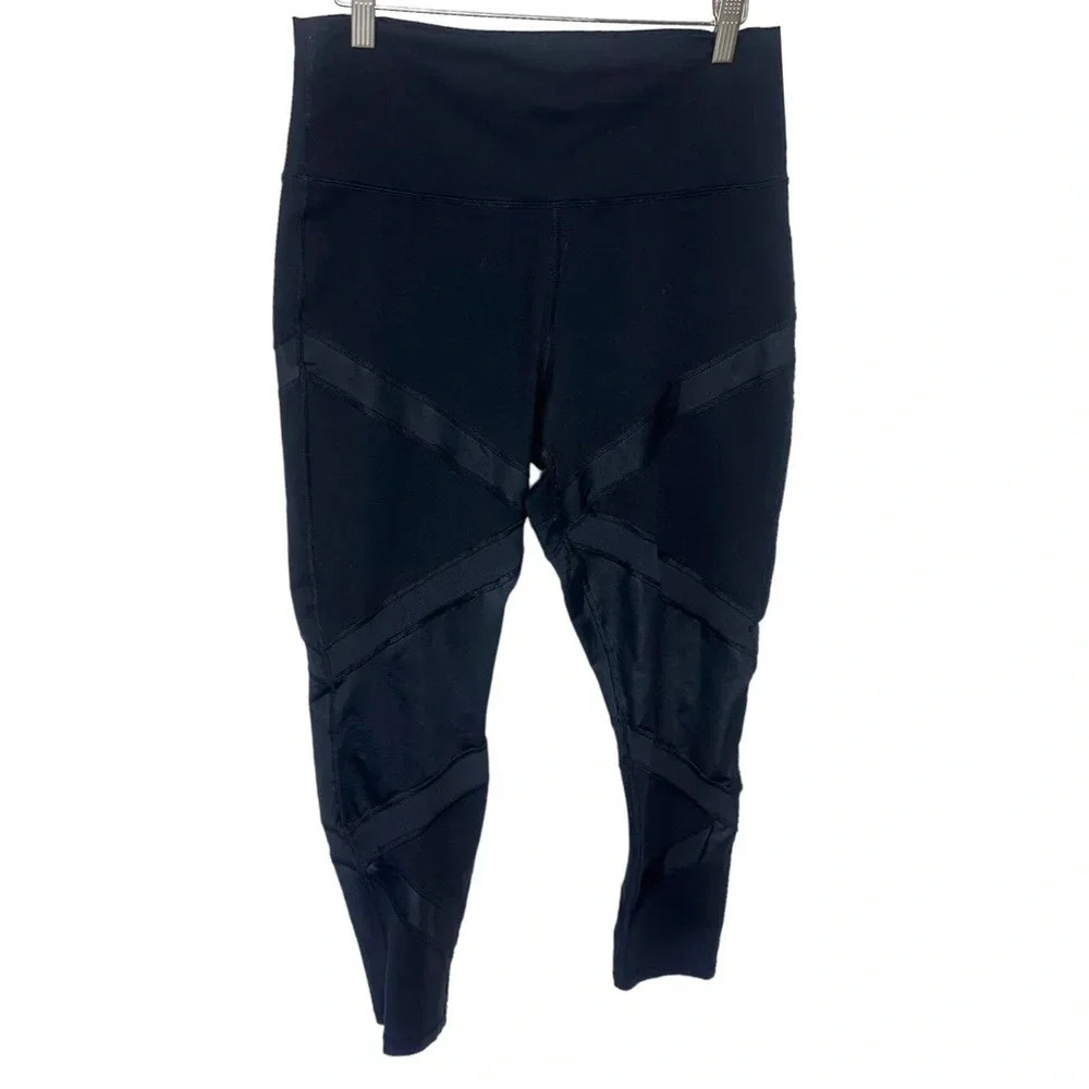 Offline by Aerie XL the hugger high rise black leggings with mesh stripes